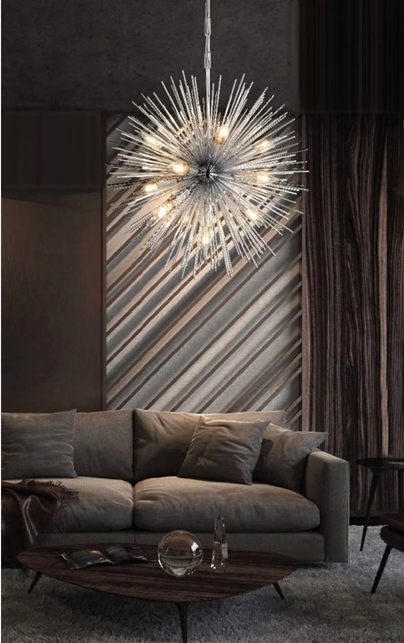 Lampaluce Riccio-2 Modern 9’lu Sarkıt Avize 55cm Krom