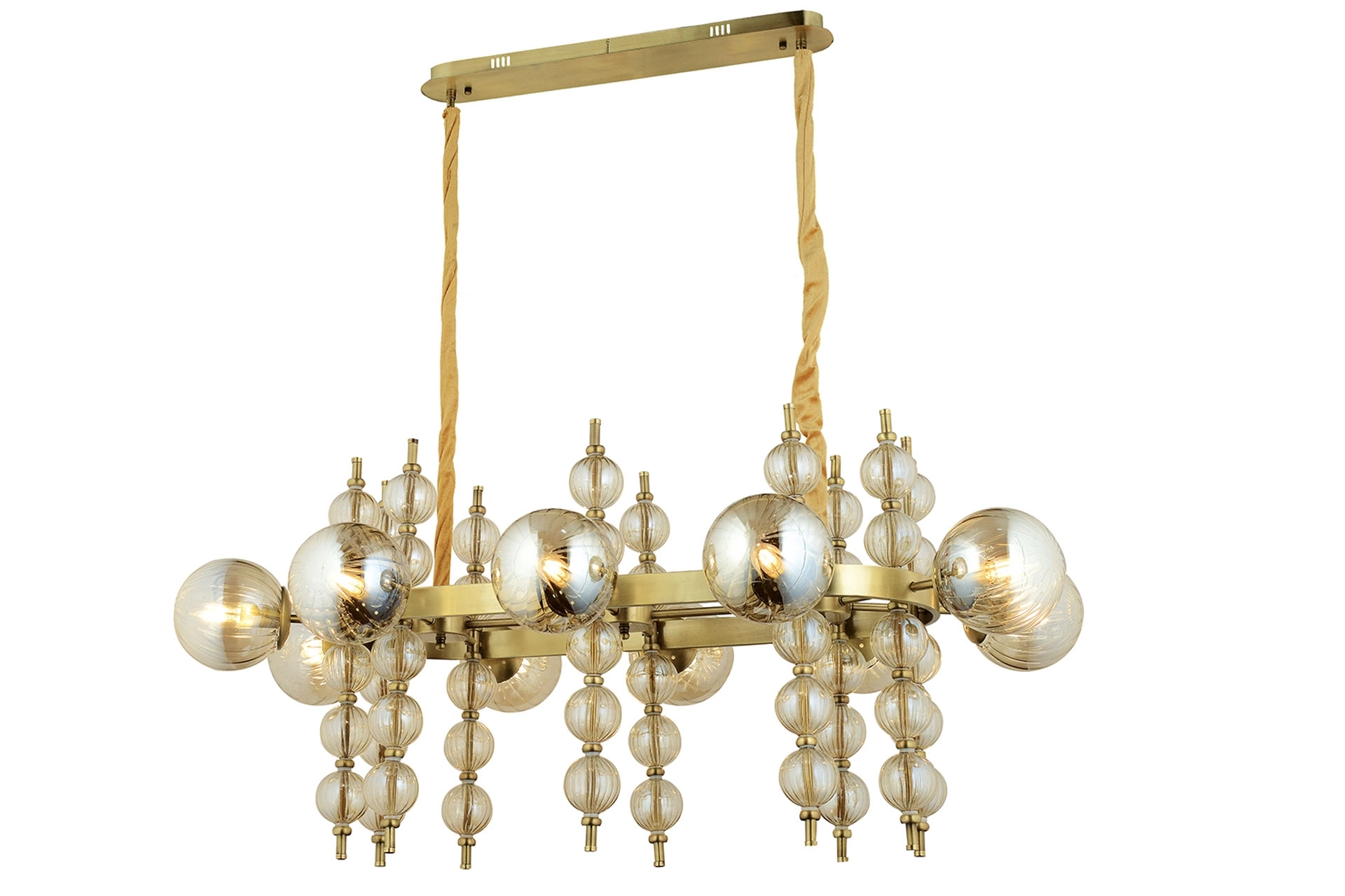 LampaLuce Regina Modern Salon Avizesi Yemek Masası Üzeri 10’lu Eskitme Sarı 70x100cm