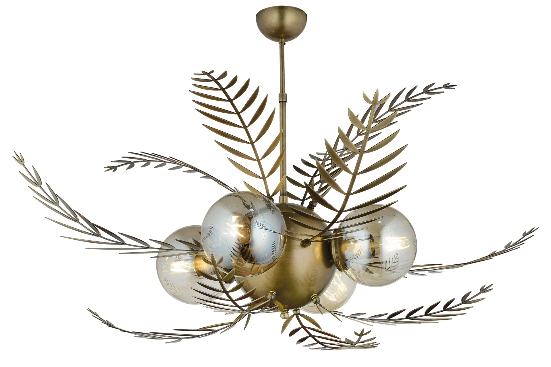LampaLuce Alekos Modern Tasarım Yapraklı Sarkıt Avize Eskitme Sarı 100x90cm