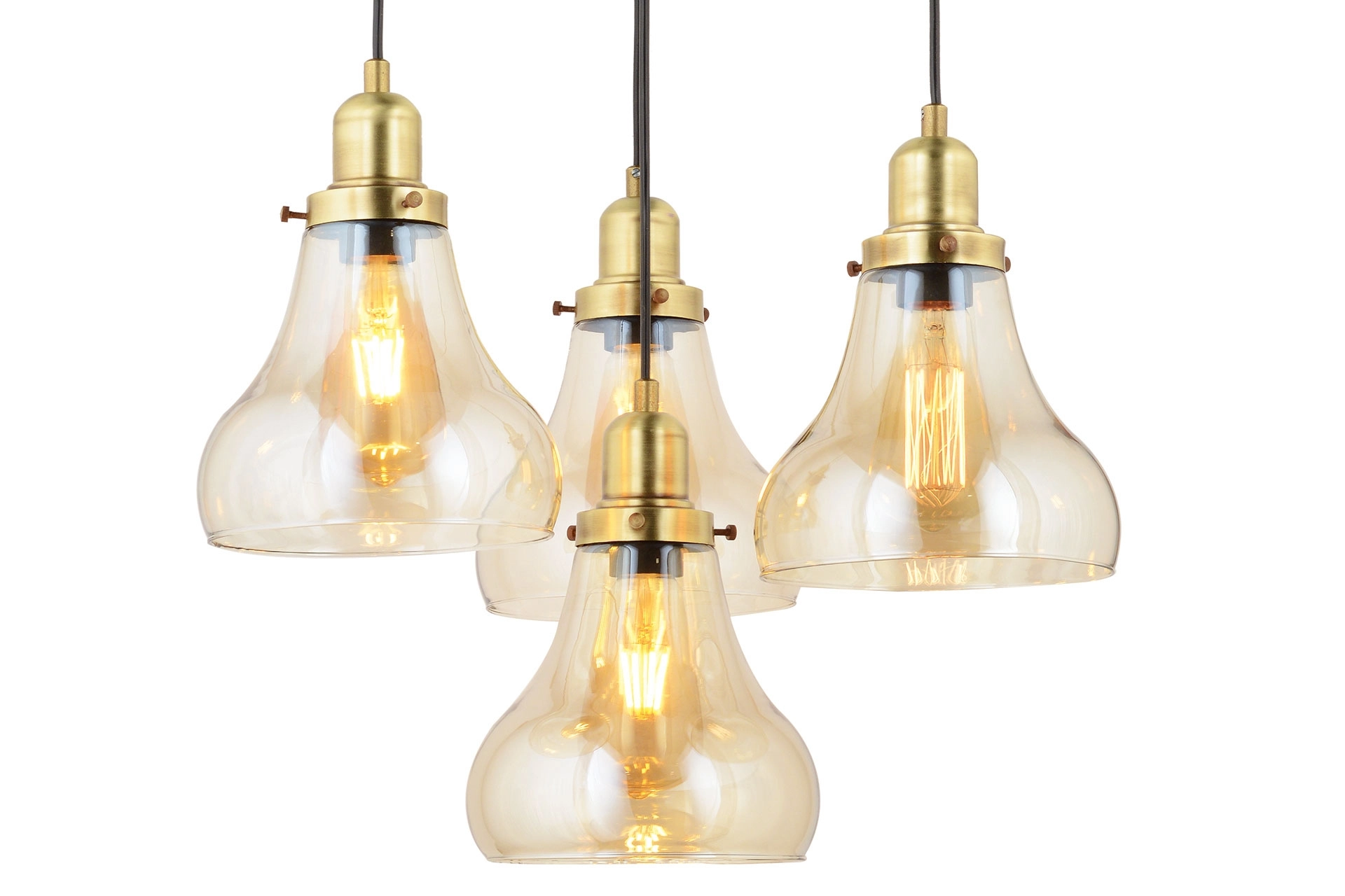 LampaLuce Cono Modern Sarkıt Salon Avizesi 4’lü Eskitme Sarı 40x70cm