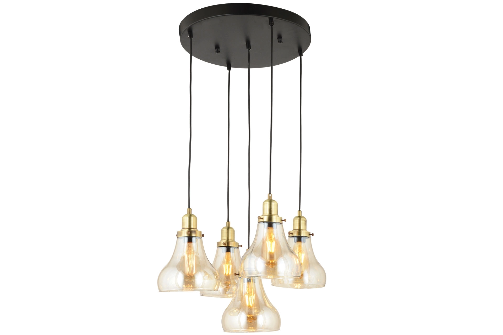 LampaLuce Cono Modern Sarkıt Salon Avizesi 5’li Eskitme Sarı 40x70cm