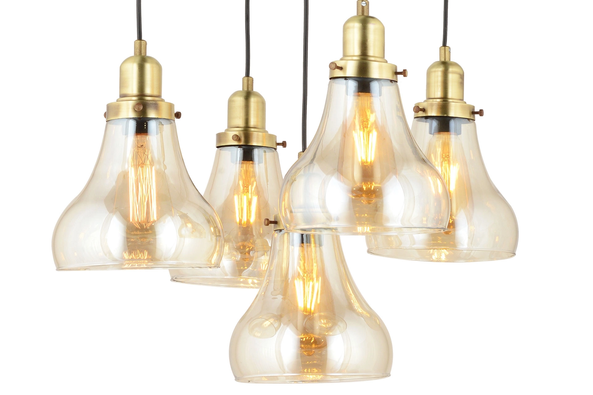 LampaLuce Cono Modern Sarkıt Salon Avizesi 5’li Eskitme Sarı 40x70cm