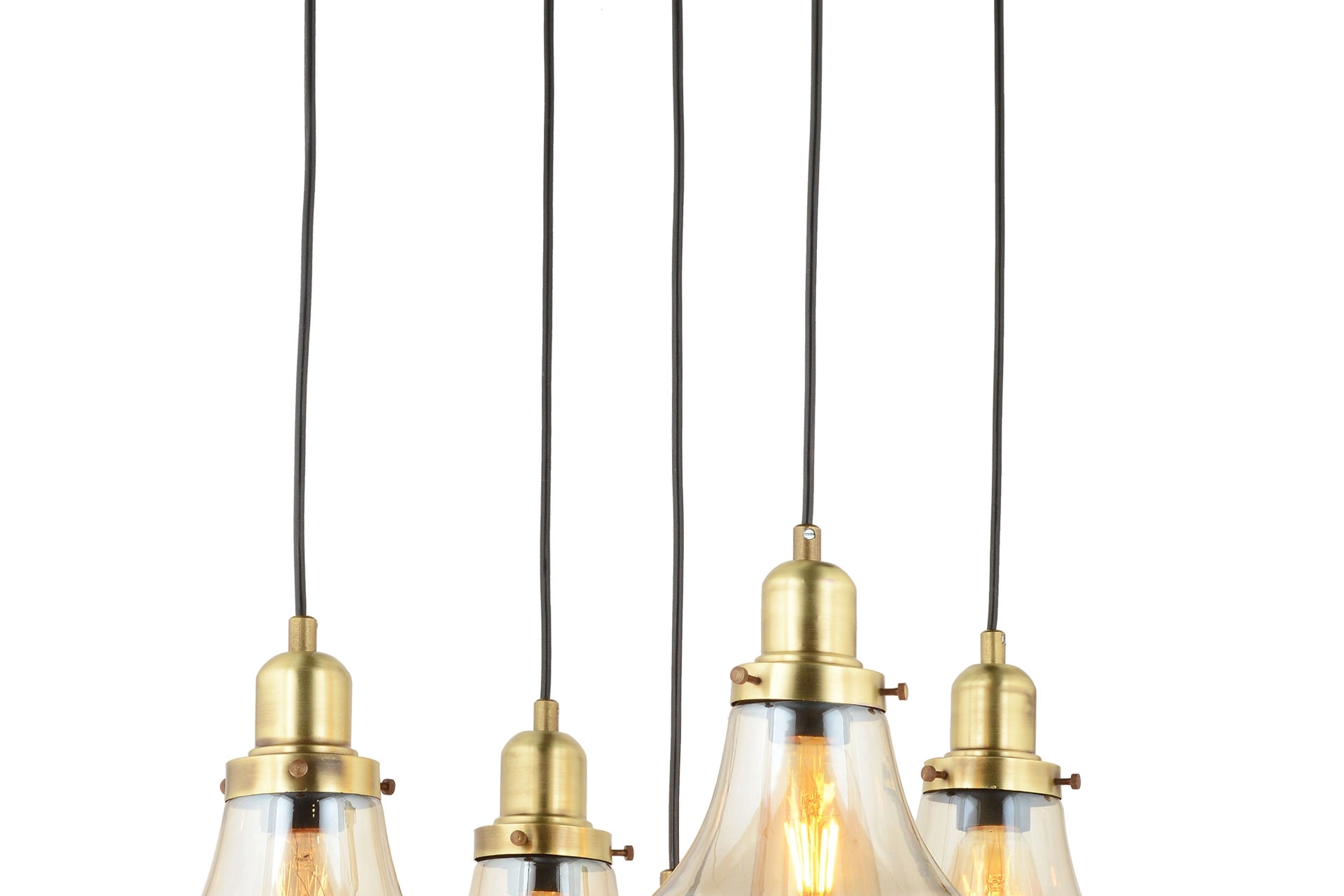LampaLuce Cono Modern Sarkıt Salon Avizesi 5’li Eskitme Sarı 40x70cm