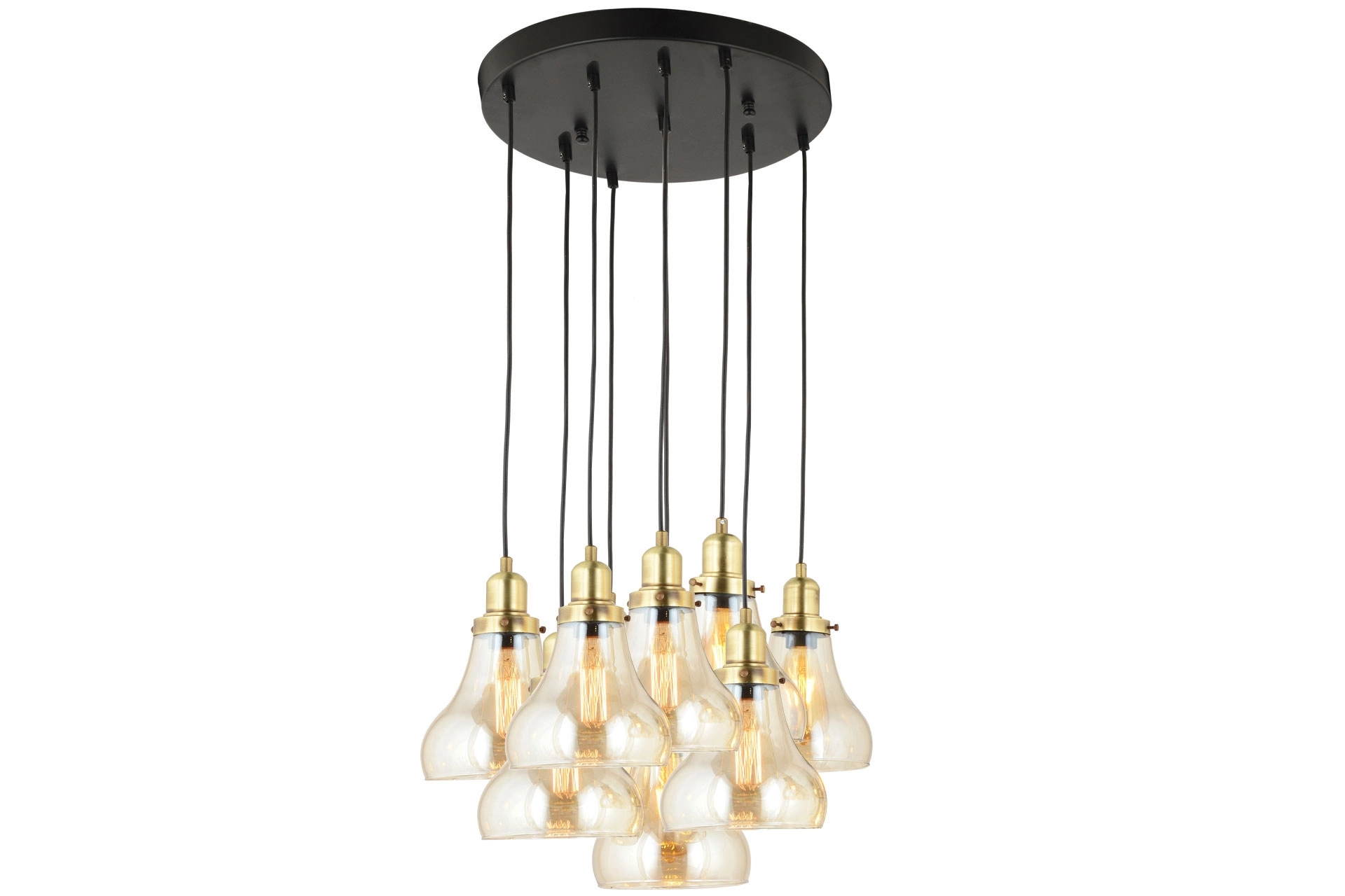 LampaLuce Cono Modern Sarkıt Salon Avizesi 9’lu Eskitme Sarı 45x70cm
