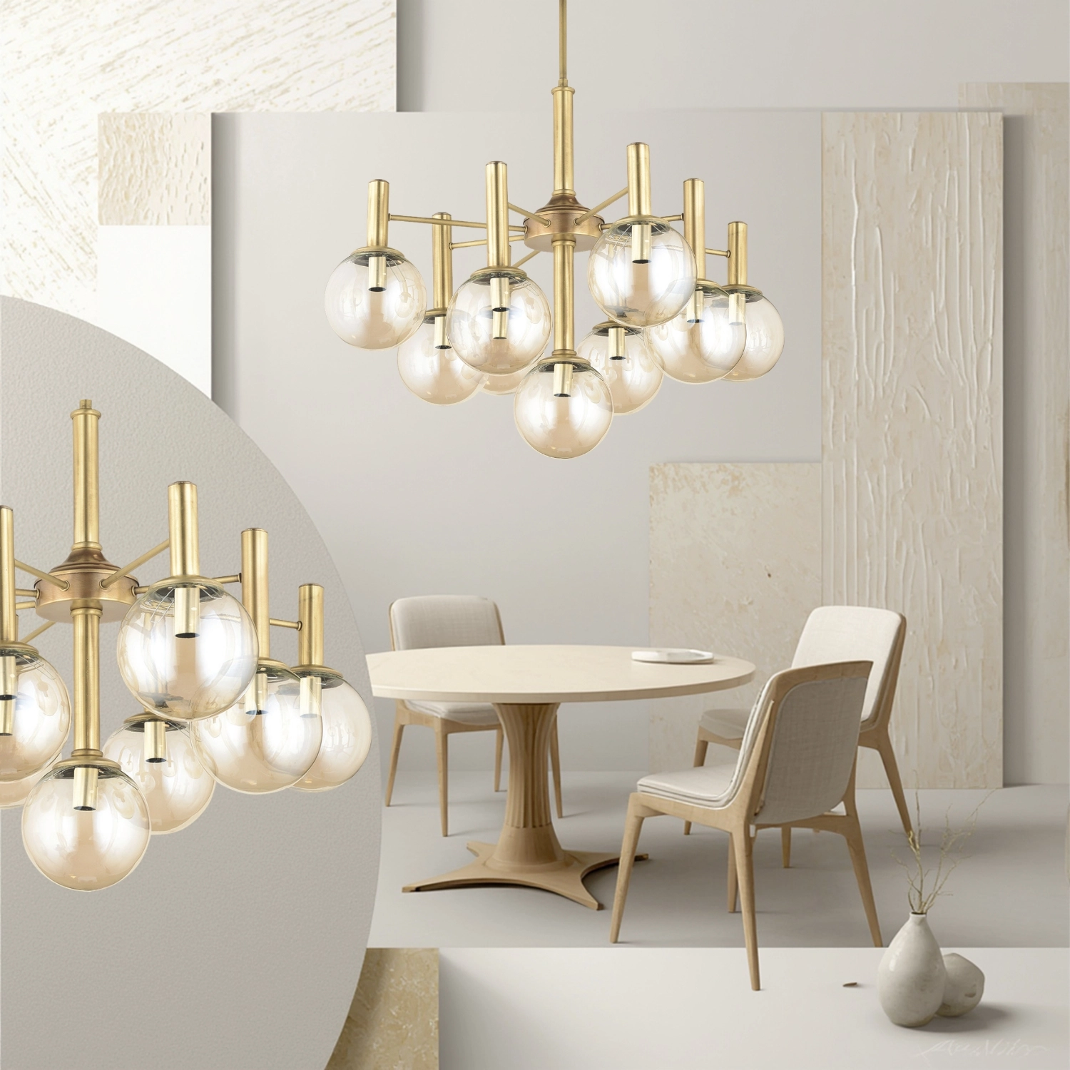 Lampaluce Sfera Modern Tasarım 9’lu Avize Eskitme Sarı