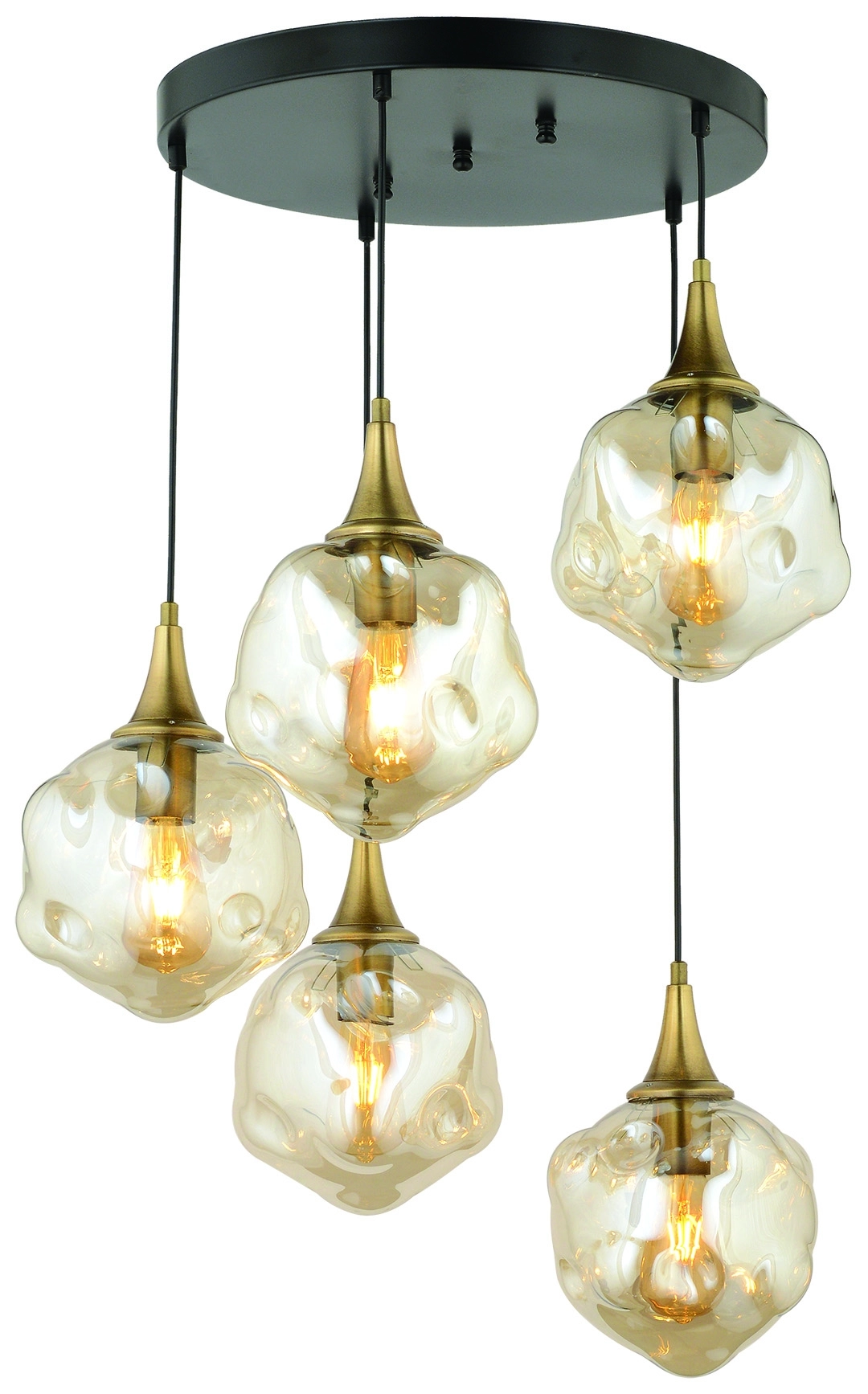 Lampaluce Globo-4 Modern Sarkıt Avize 5’li 70cm Eskitme Sarı