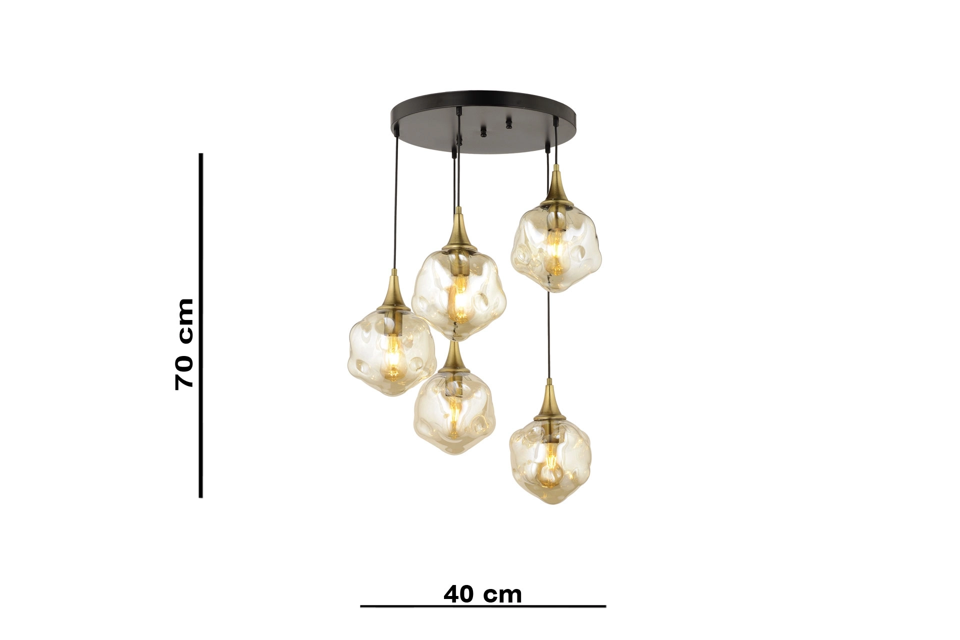 Lampaluce Globo-4 Modern Sarkıt Avize 5’li 70cm Eskitme Sarı