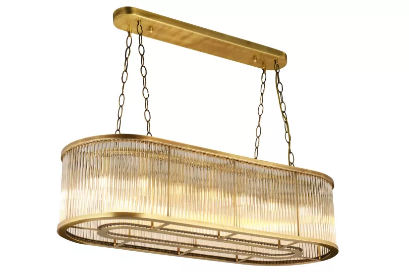lampaLuce Albinia Özel Çubuk Taşlı Salon Sarkıt Avizesi Yemek Masası Üzeri Eskitme Sarı 16’lı 60x100cm