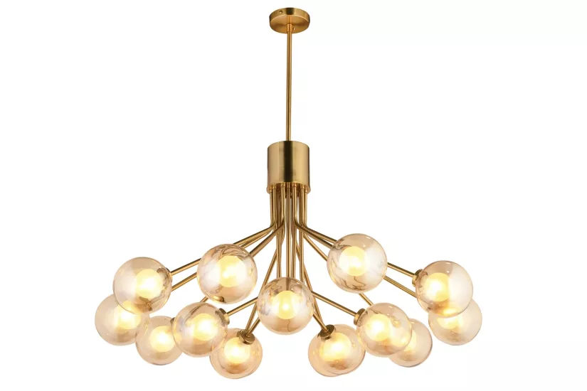 LampaLuce Forti Modern Tasarım Sarkıt Avize 15’li Eskitme Sarı 60x90cm