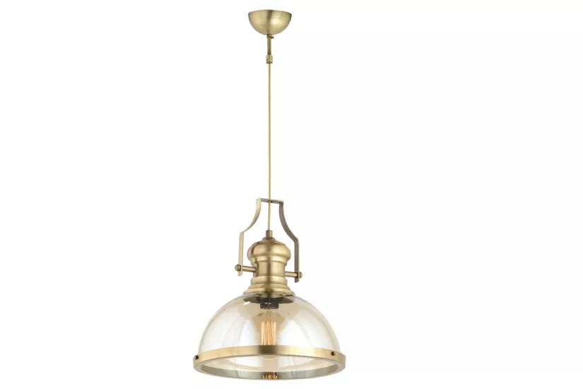 LampaLuce Gladiatore Klasik Tekli Metal ve Camlı Sarkıt Eskitme Sarı 25x70cm