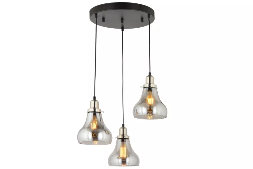LampaLuce Cono Modern Sarkıt Salon Avizesi 3’lü Krom 35x70cm