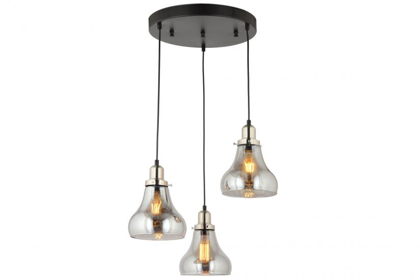 LampaLuce Cono Modern Sarkıt Salon Avizesi 3’lü Krom 35x70cm