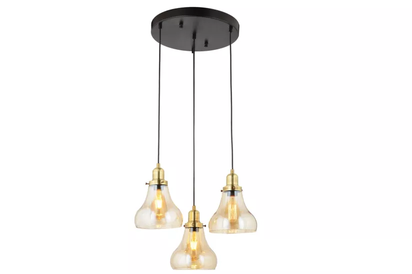 LampaLuce Cono Modern Sarkıt Salon Avizesi 3’lü Eskitme Sarı 40x70cm