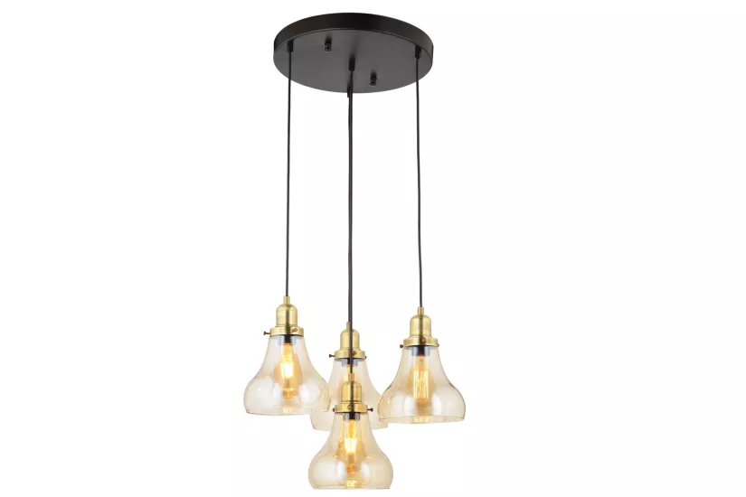 LampaLuce Cono Modern Sarkıt Salon Avizesi 4’lü Eskitme Sarı 40x70cm