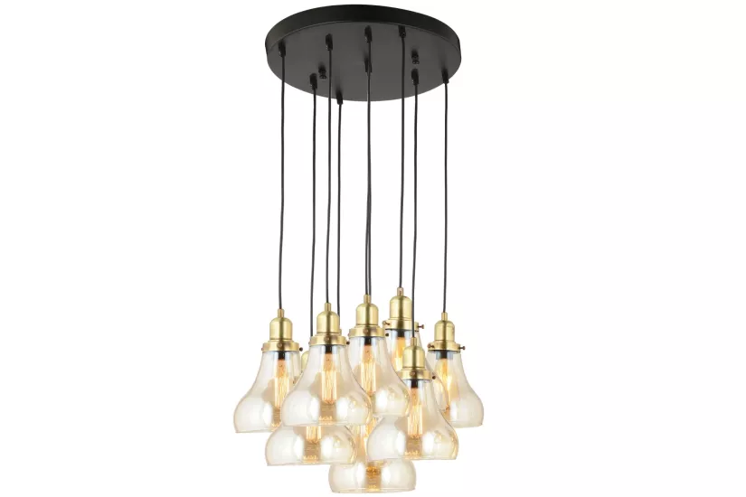 LampaLuce Cono Modern Sarkıt Salon Avizesi 9’lu Eskitme Sarı 45x70cm