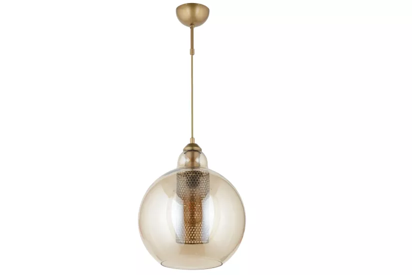 LampaLuce Buco Modern Metal ve Cam Tekli Sarkıt Eskitme Sarı 25x70cm